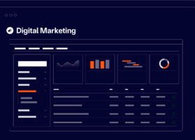Graphic depiction of a dashboard with marketing metrics