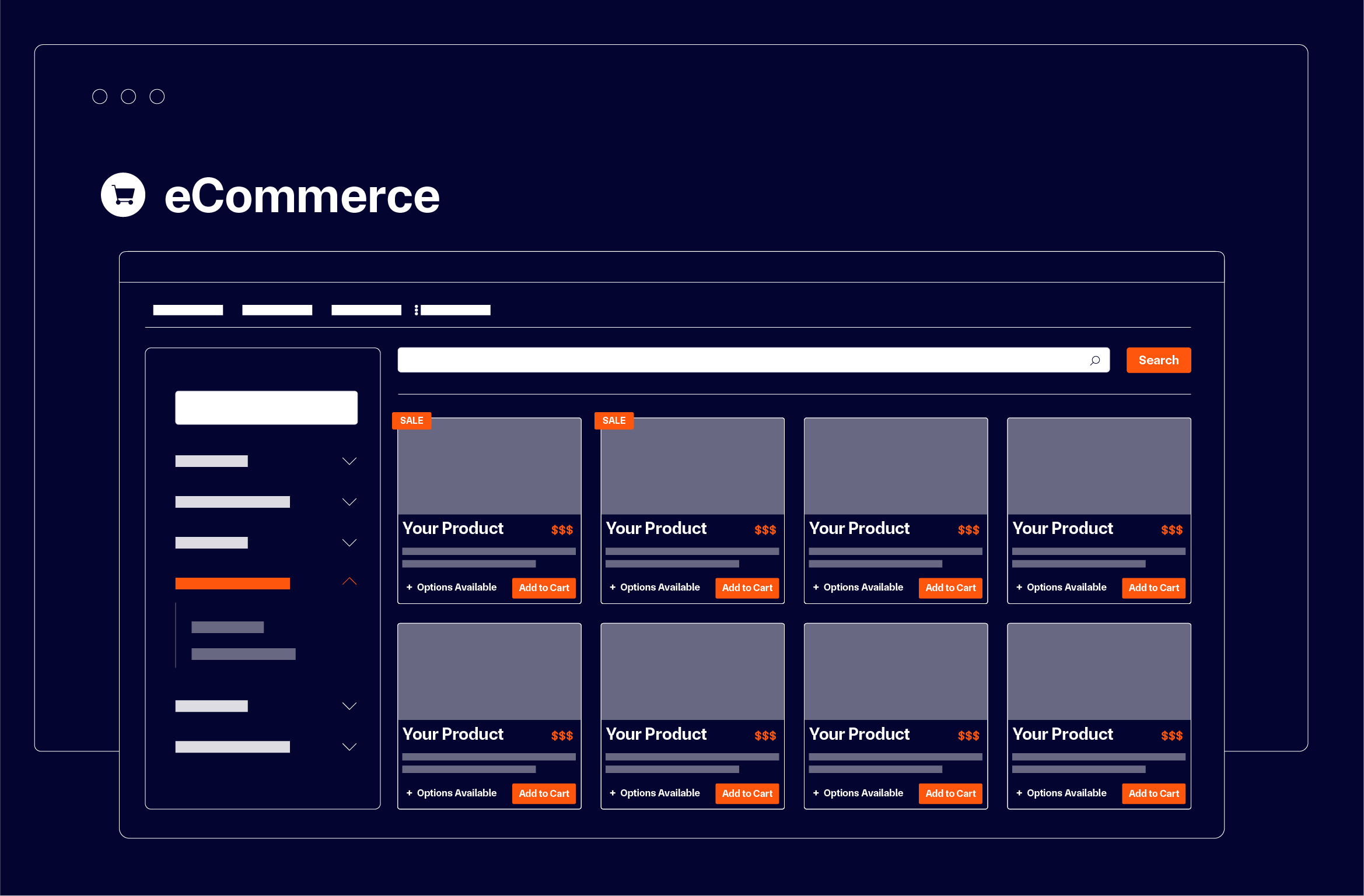 graphic depiction of items on a web store