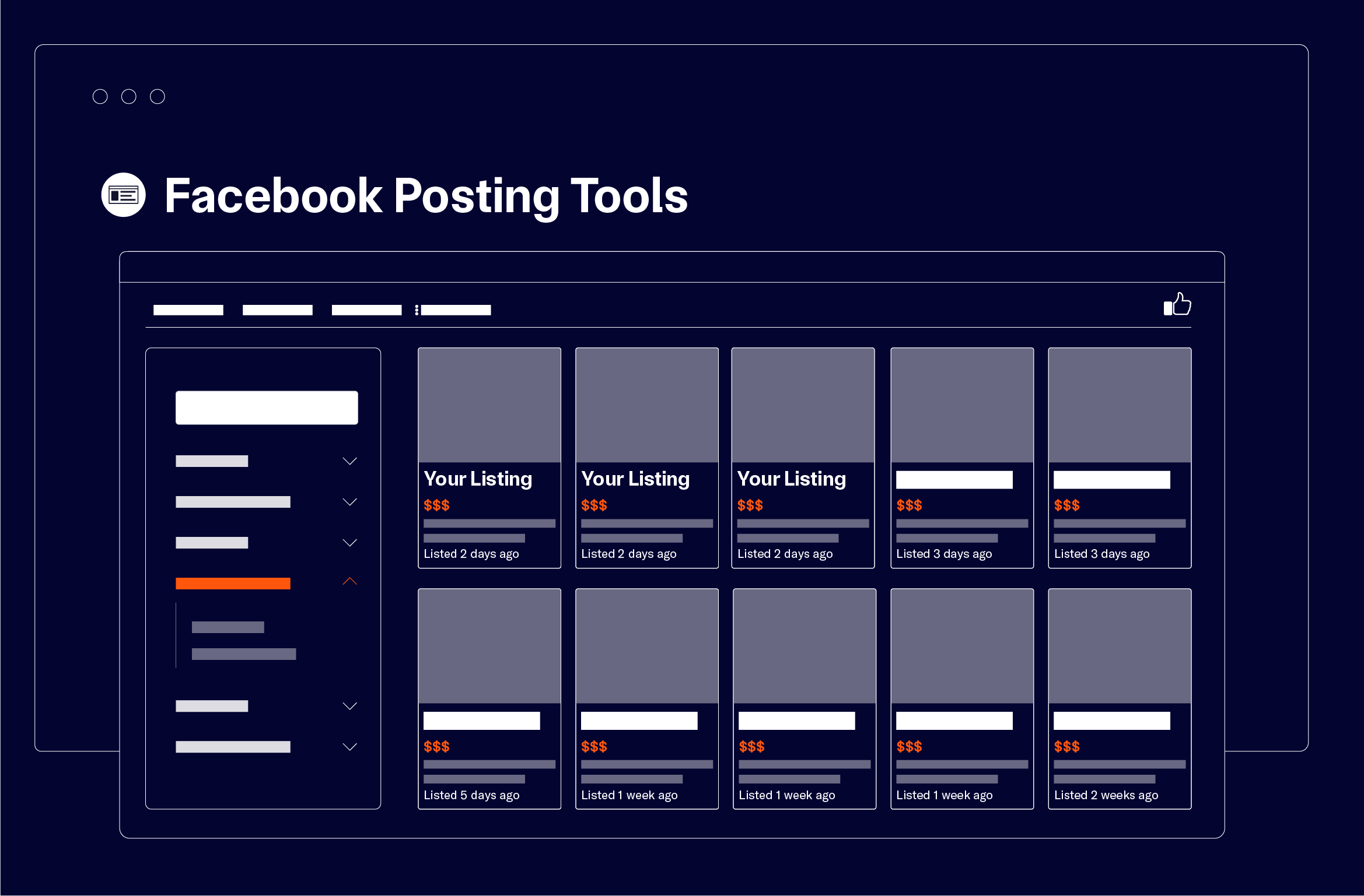 graphic depiction of facebook listings