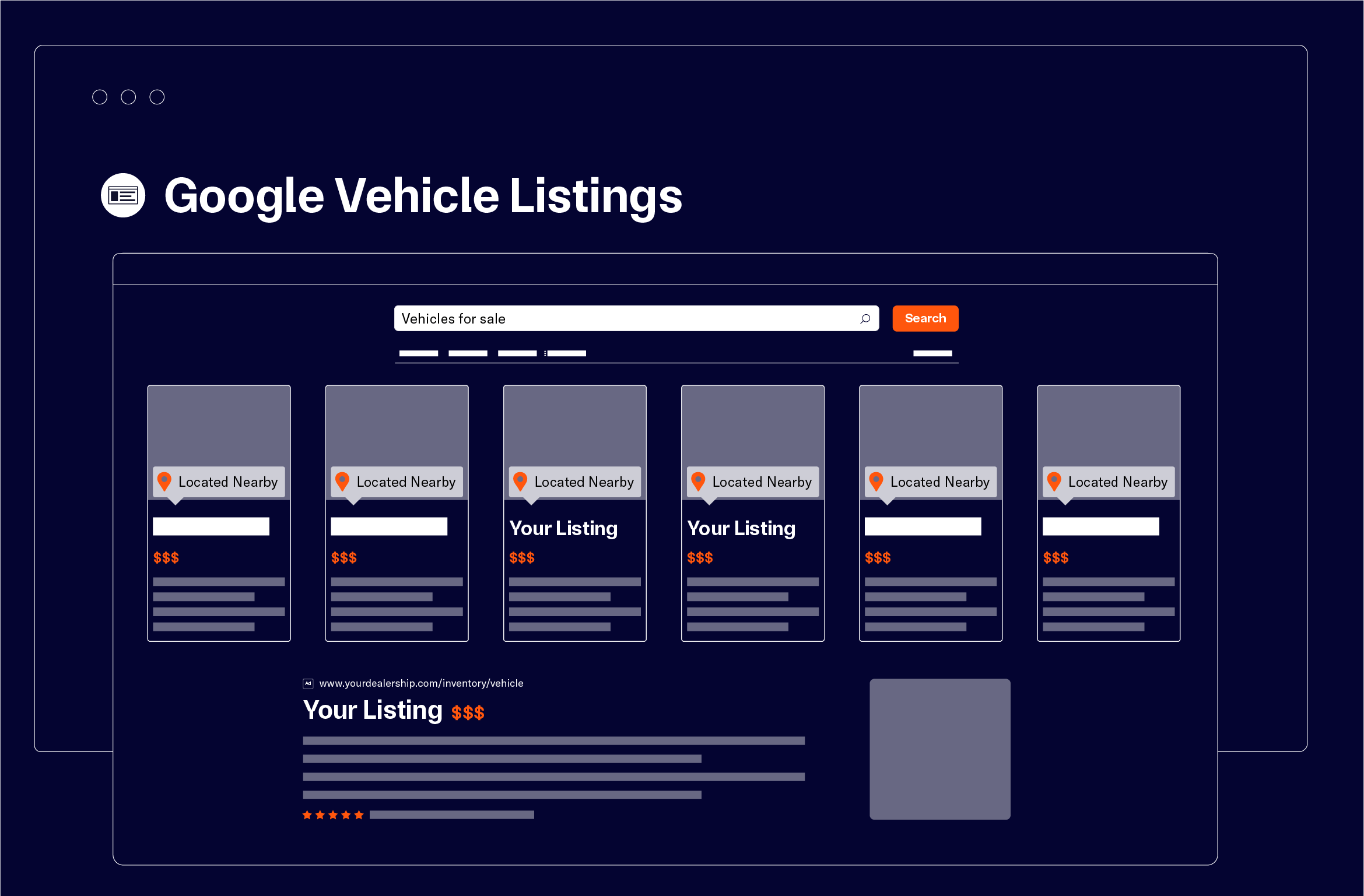 graphic depiction of google vehicle listings