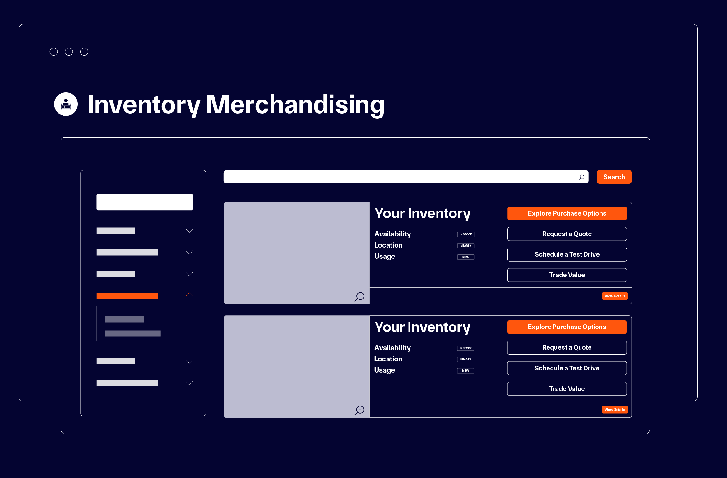 graphic depiction of listings on a website